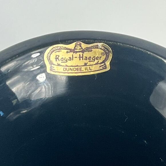 Royal Haeger Navy Blue Vase Gold Rim Ceramic Pottery Collector MCM Statement Lux - Picture 6 of 11